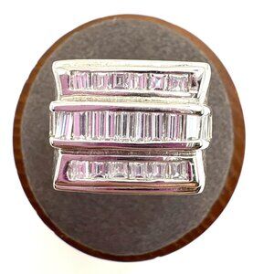 VTG Sterling Silver 925 Rectangular Cubic Zirconia Signet Style Ring Size 7